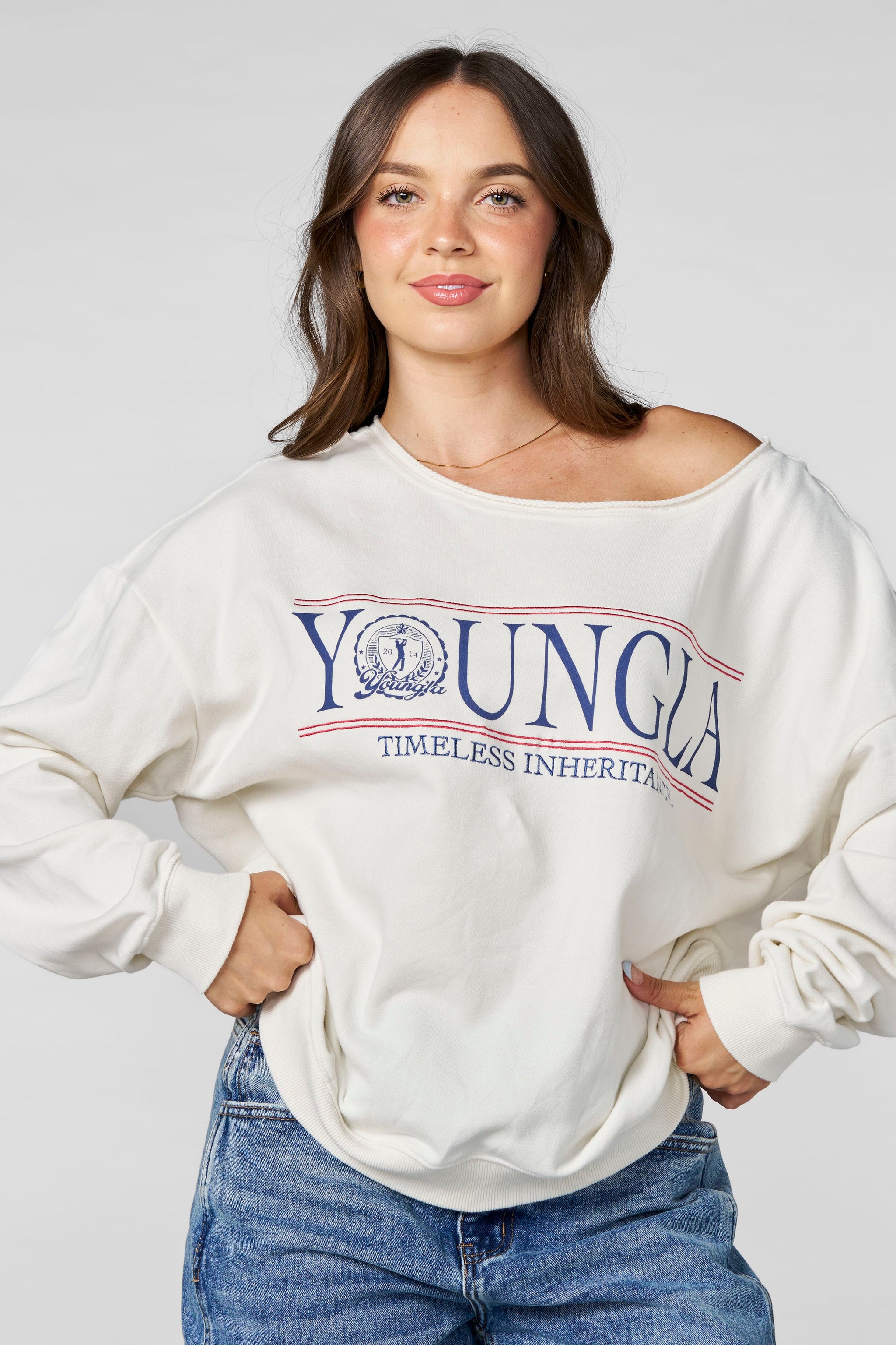 W5158 - Off-shoulder Pullover from YoungLA - $52