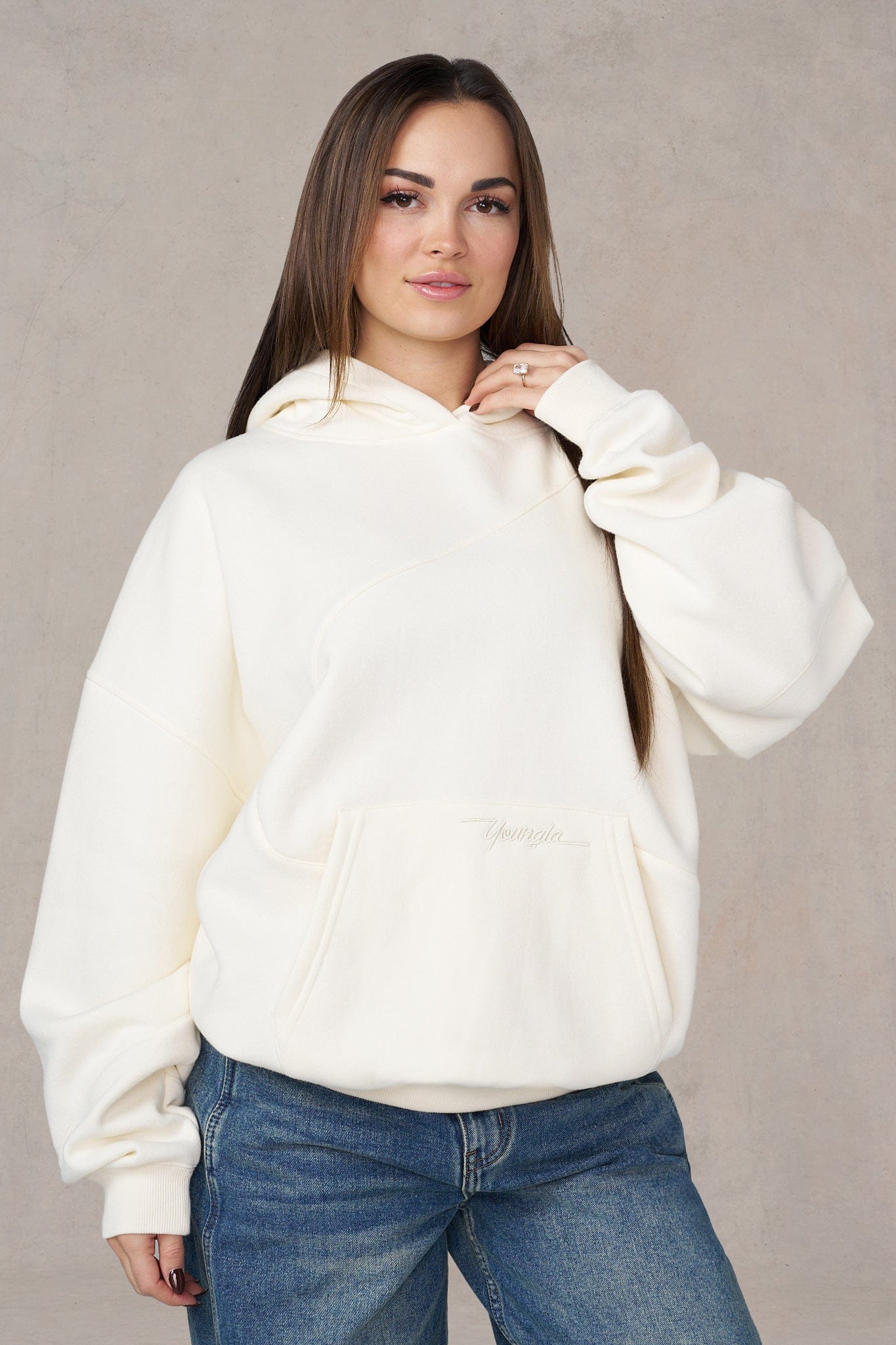 Luamoda Plate Sweat Hoodie アイボリー W558 - Wavy Hoodie