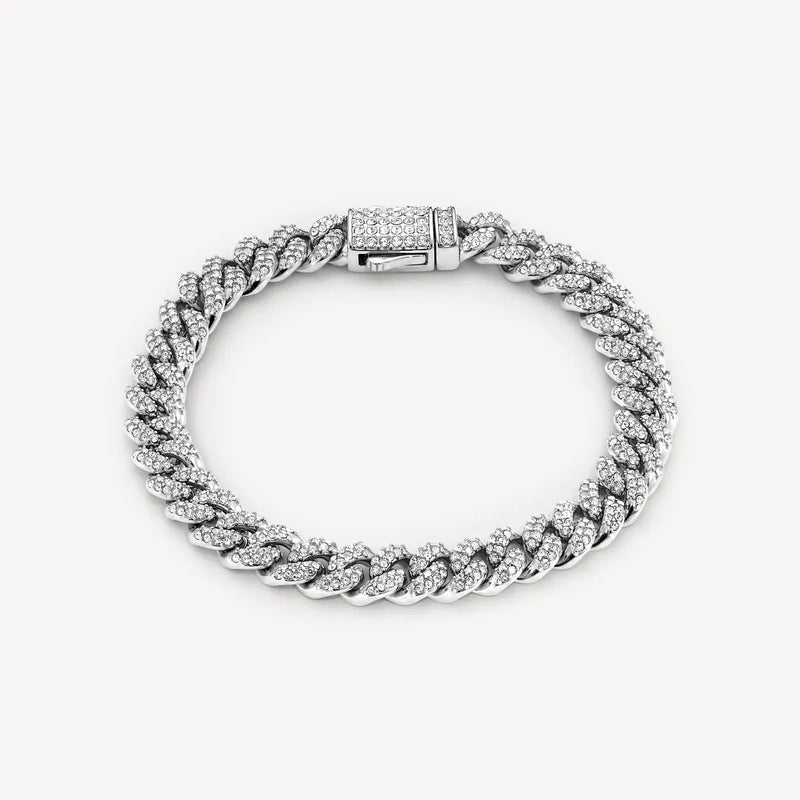 8MM ICED CUBAN BRACELET - SILVER RG3022