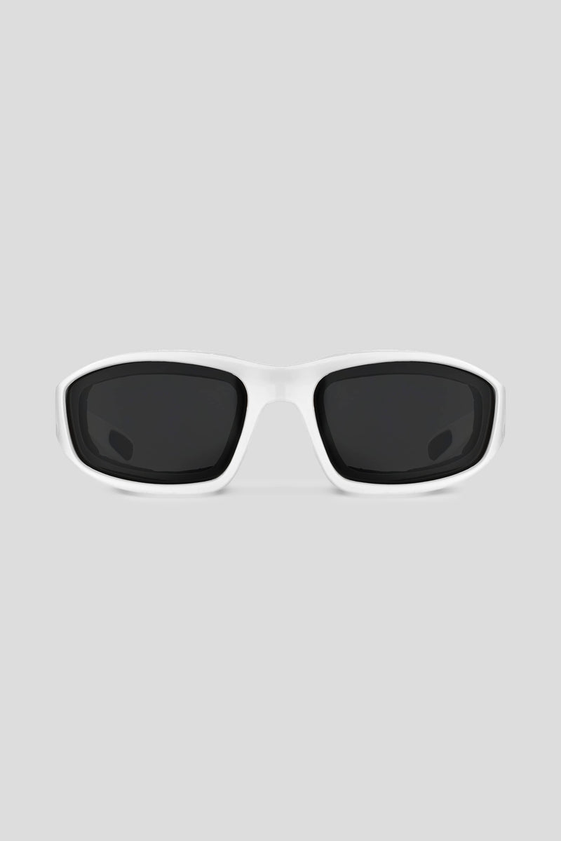 9111 Twinriders White sunglasses with polarized UV400 lenses and EVA foam padding.