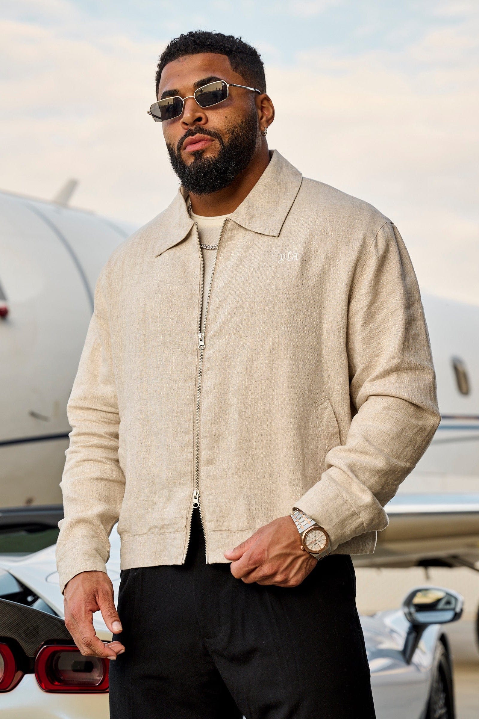 THE – JACKET ASYMMETRY WEAVE CARDIGAN+PLAIN HALF JACKET黒 LINEN BLANCHE MAILLE ARGUE SHOP YAMAMOTO YOHJI ジャケット・アウター