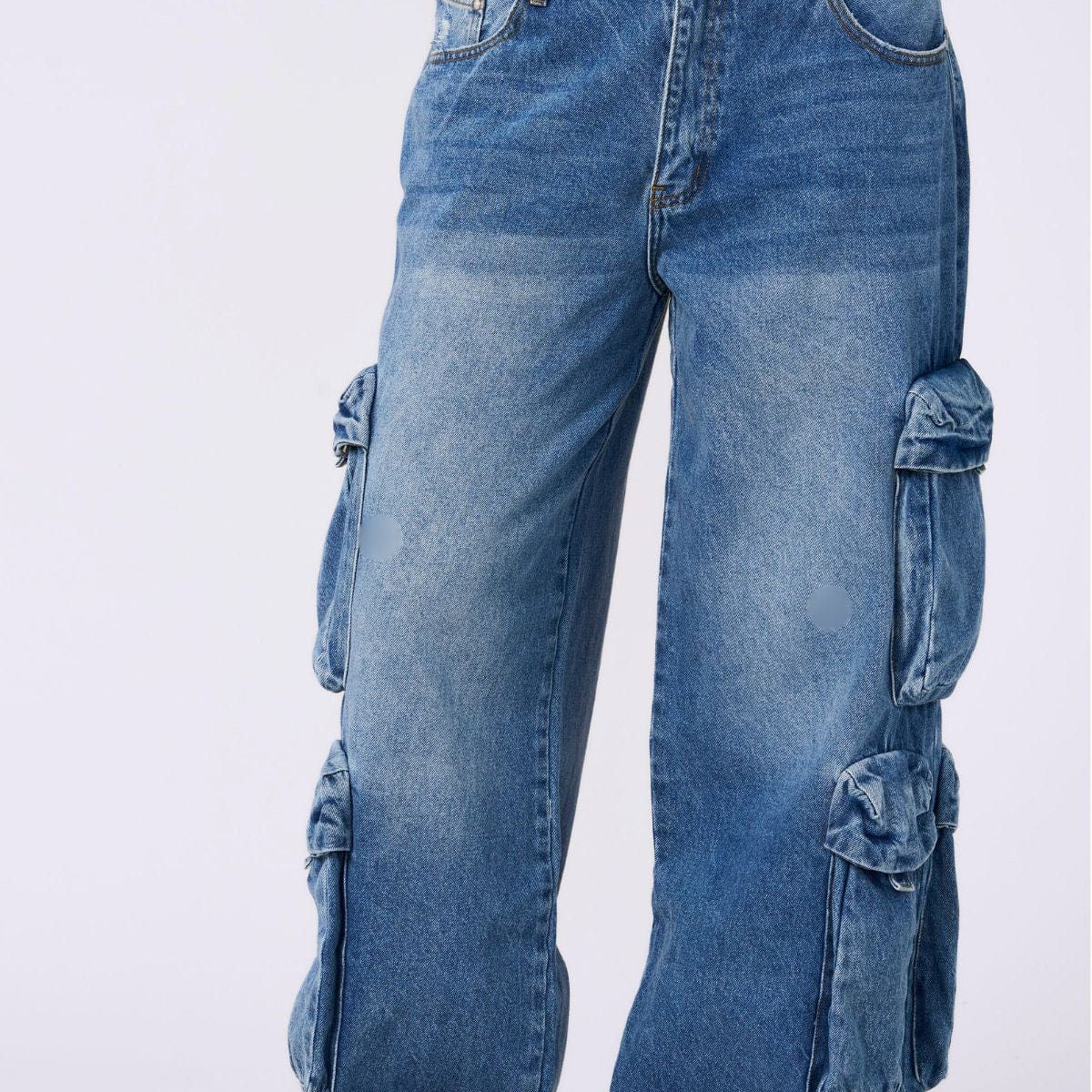 jentlouis Zip slit Cargo Denim Pants M Zipped-Slit Baggy Denim 