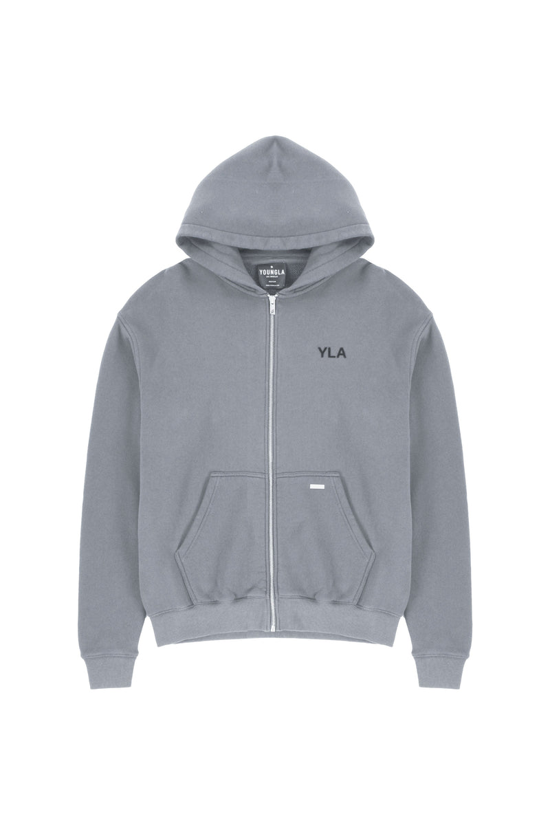 Youngla Women's Full Zip Up Hoodie Gray EUC Hooded Jacket Women's Large L