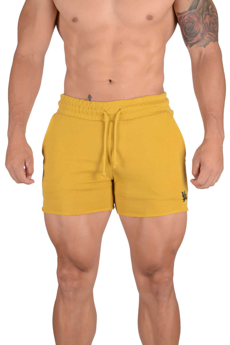 Yuwull Men's Athletic Shorts Gym Workout Training 5 Inch Inseam Shorts Men  Bodybuilding Running Sport Shorts with Pockets Yellow Shorts On Clearance