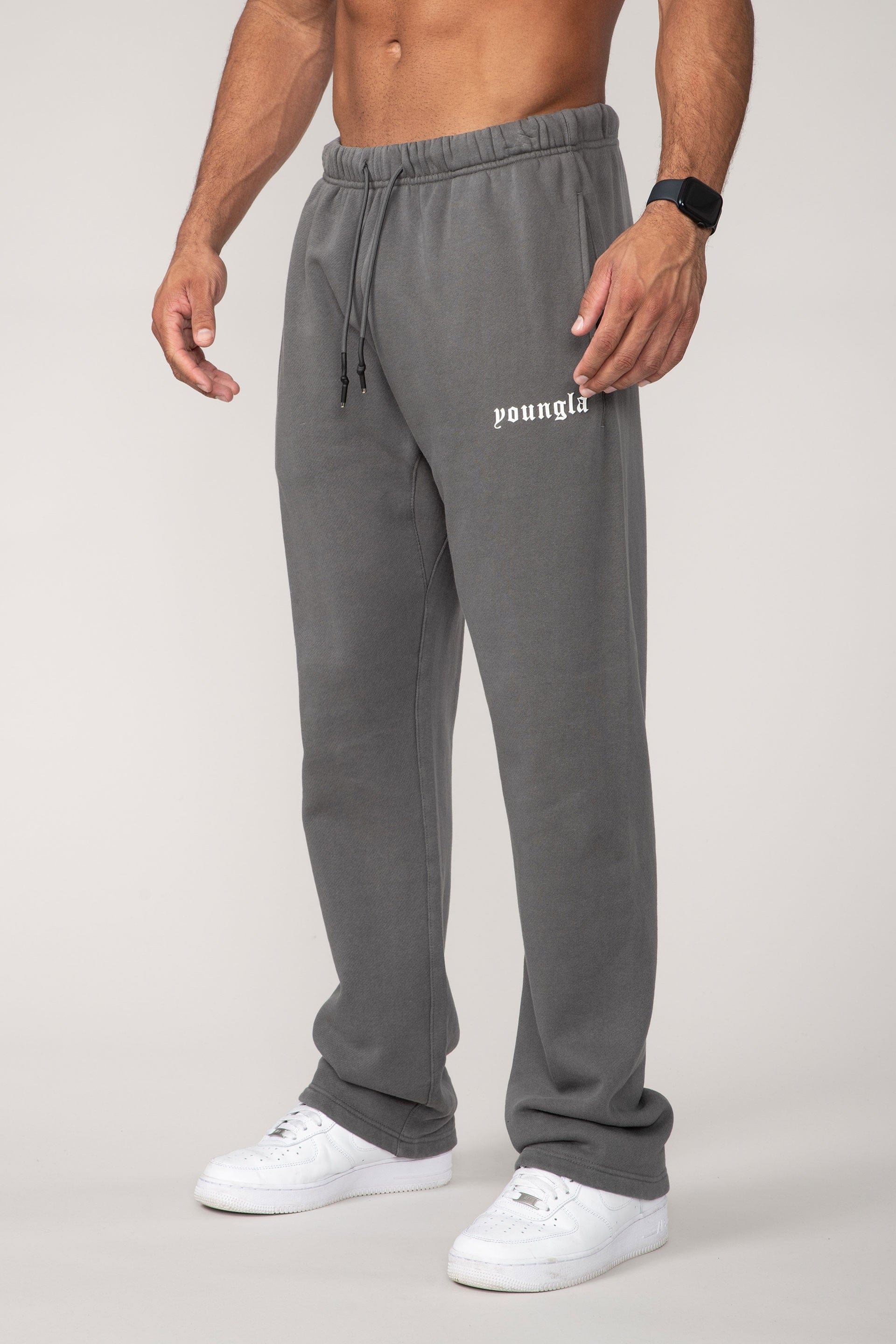 Track Pant No Cuff Sweatpants Mens Tracksuit Jogging Bottoms