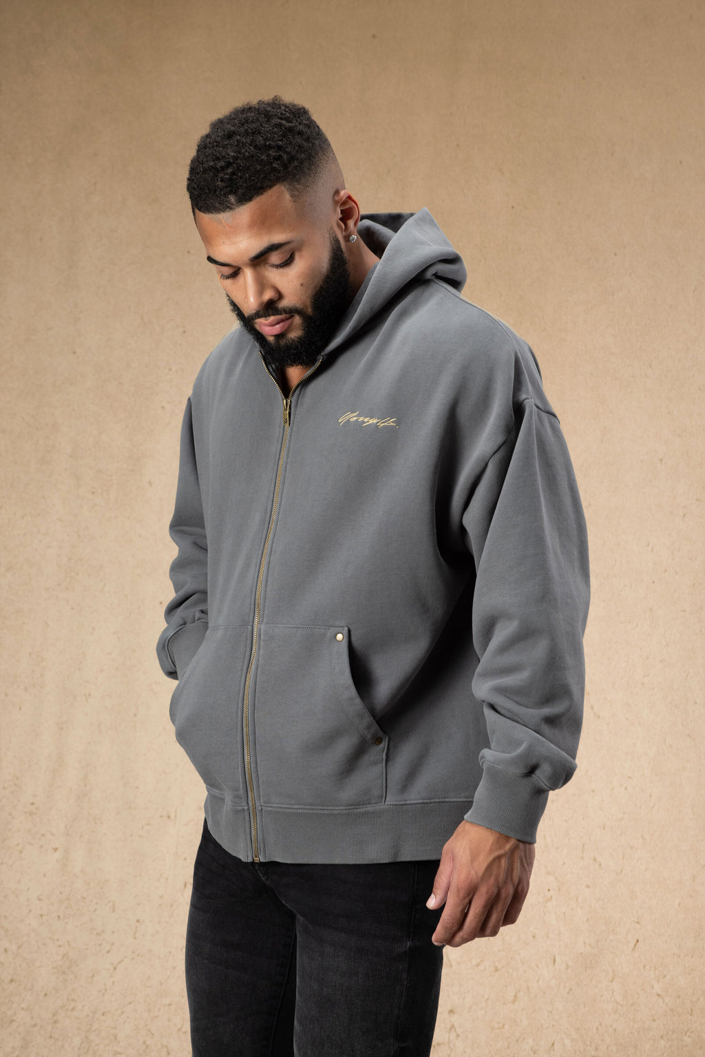 YoungLA Track Jacket Men Zip Up with Hood & Pockets